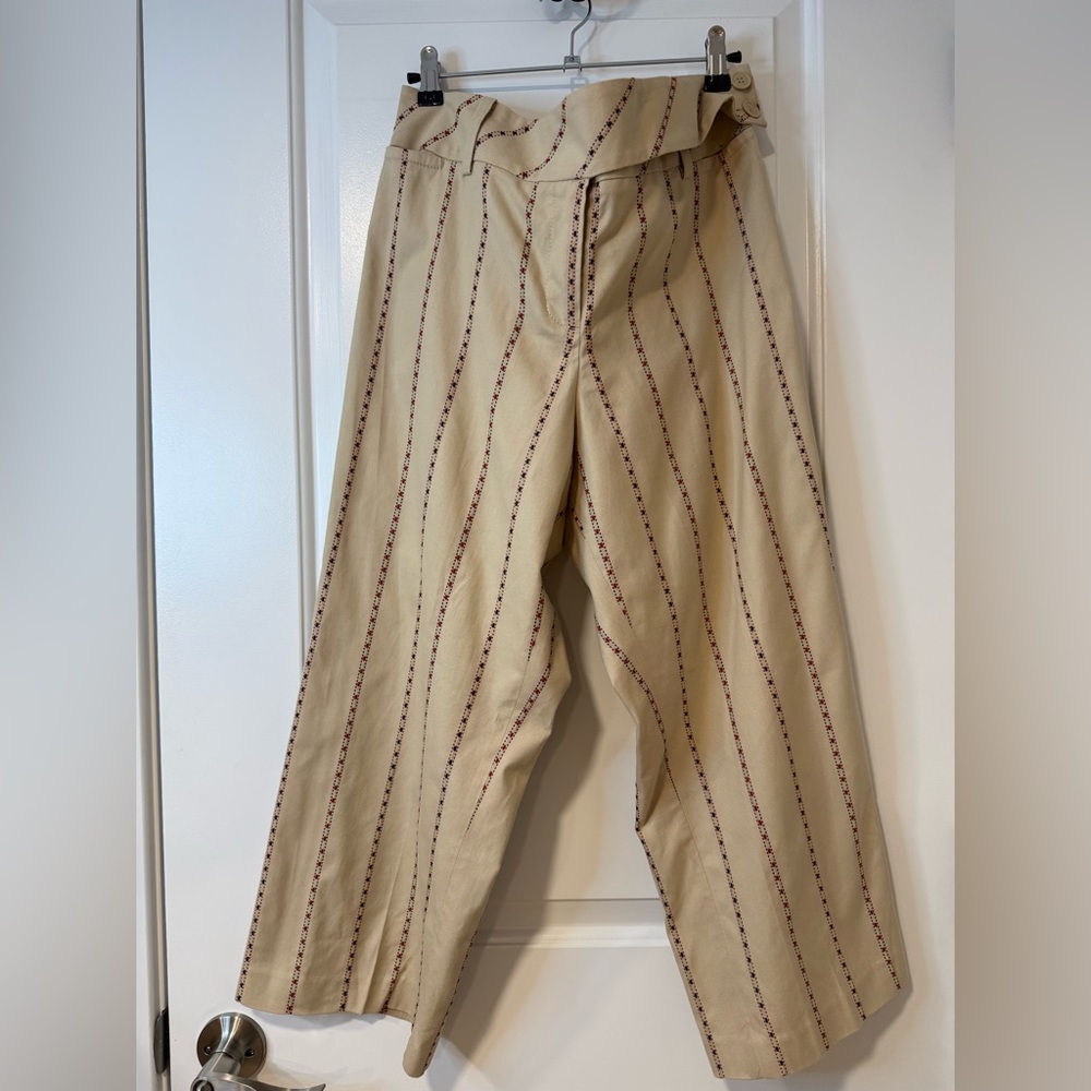 LOFT Tan and Red Striped Cropped Pants